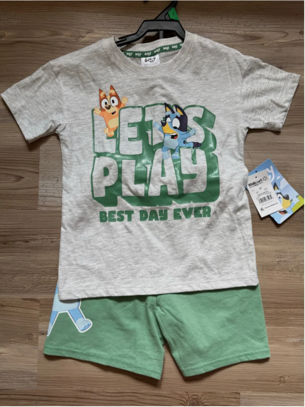 Boys Bluey Matching Set 5T Grey Green Let's Play Outfit